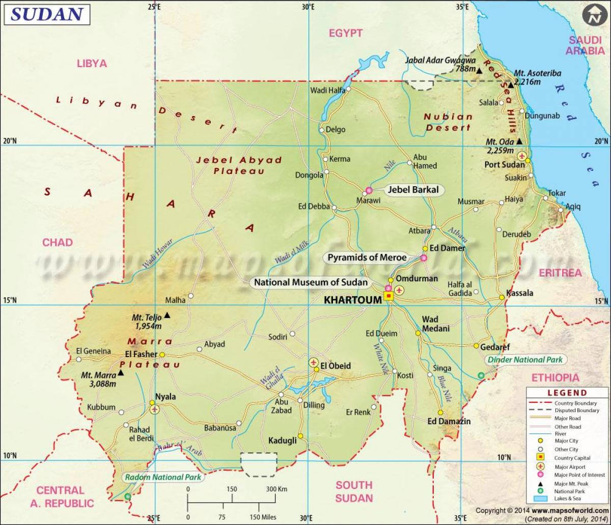 Harta Sudan orașe