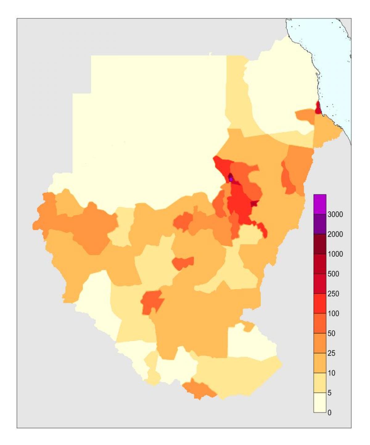 Harta Sudan populației