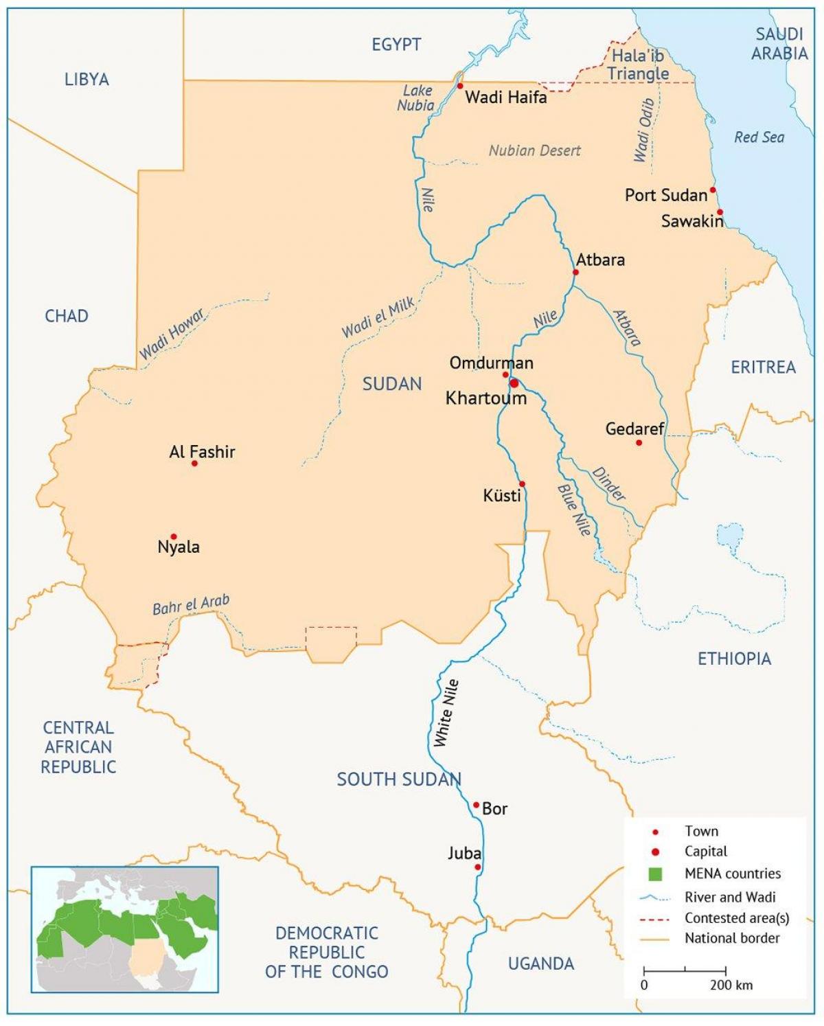 Harta Sudan râu